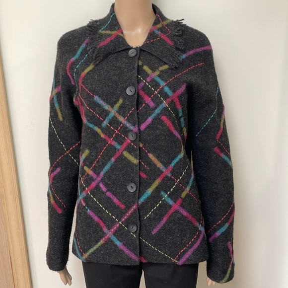 Susan Bristol boiled wool cardigan blazer medium - Picture 1 of 6